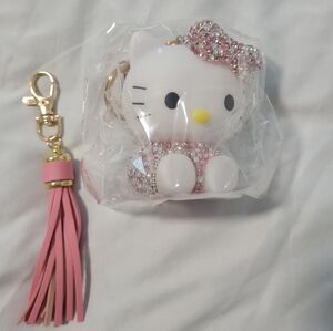 Hello Kitty Sparkling Keychain with Pink and Gold Accents